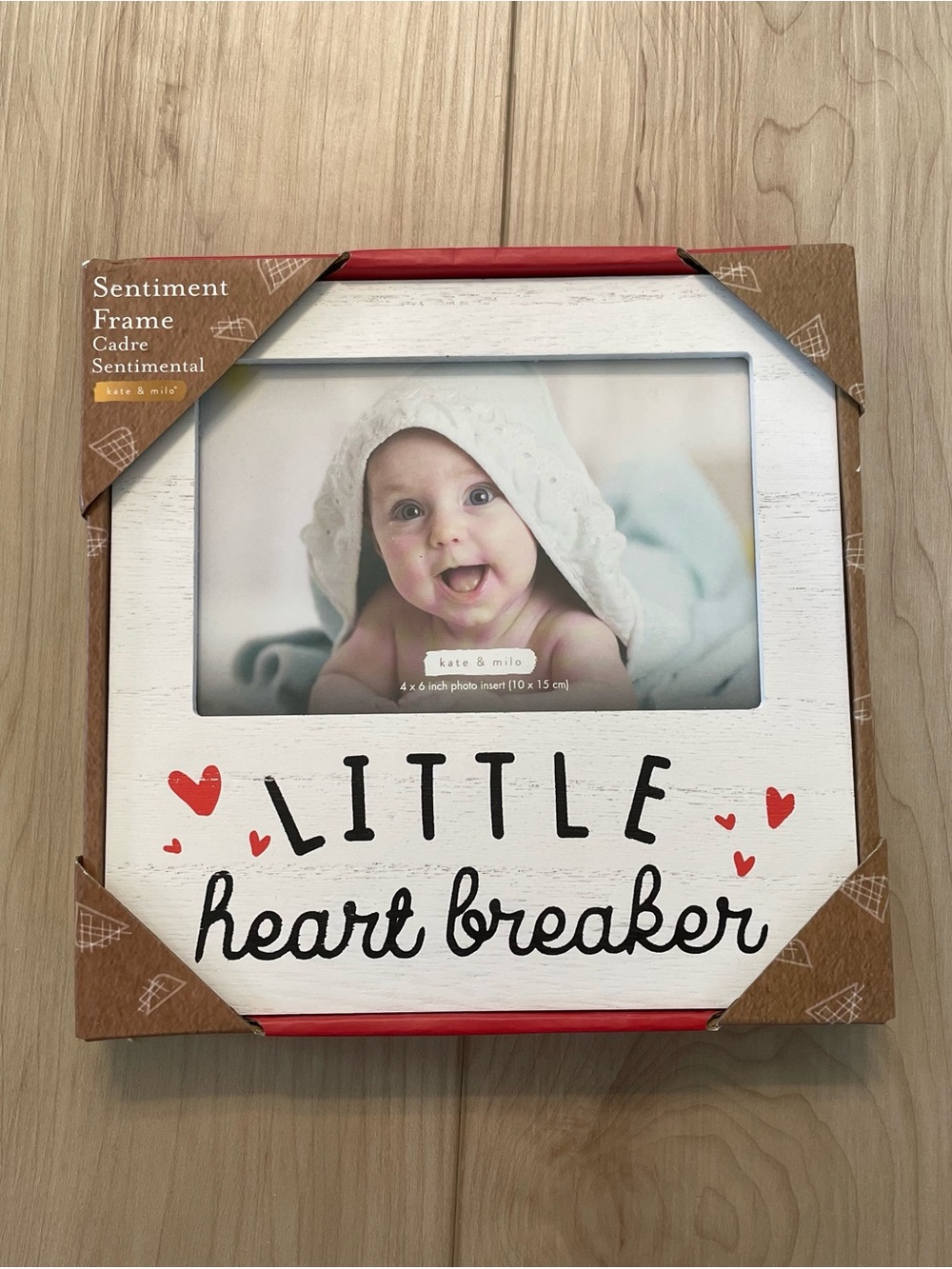 Little Heart Breaker Sentiment Frame - White with Red Hearts